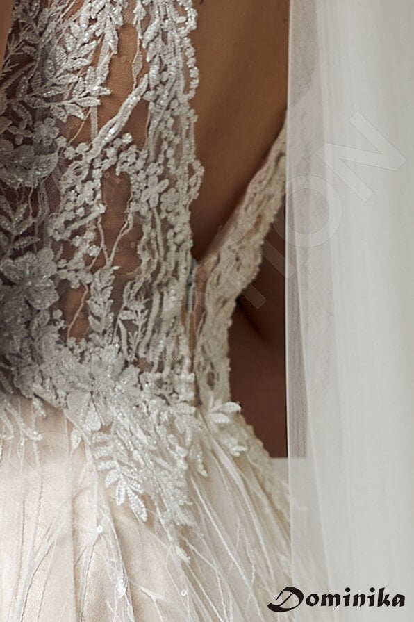 Begony A-line V-neck Cappuccino Ivory Wedding dress
