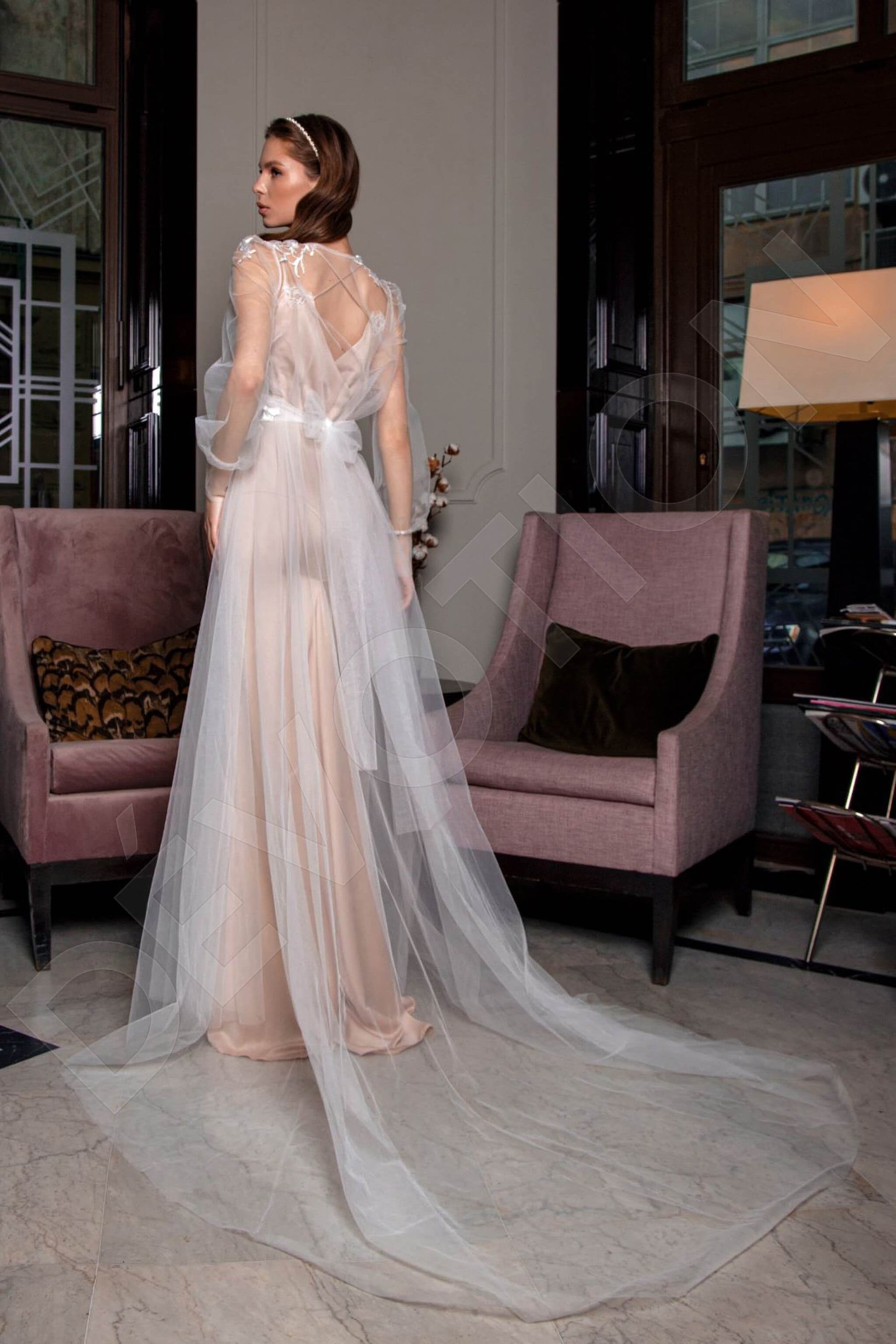 Bell A-line Jewel Ivory Wedding dress