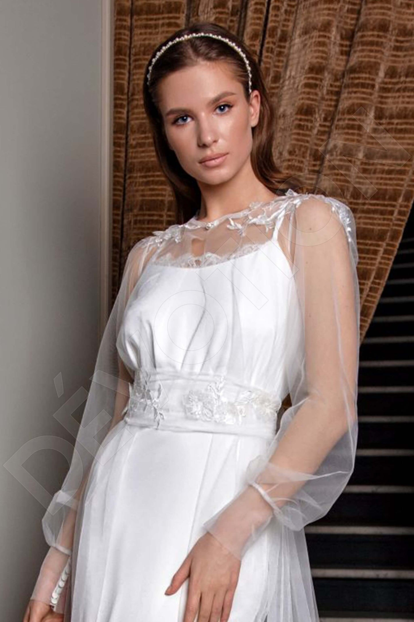 Bell Full back A-line Long sleeve Wedding Dress 3