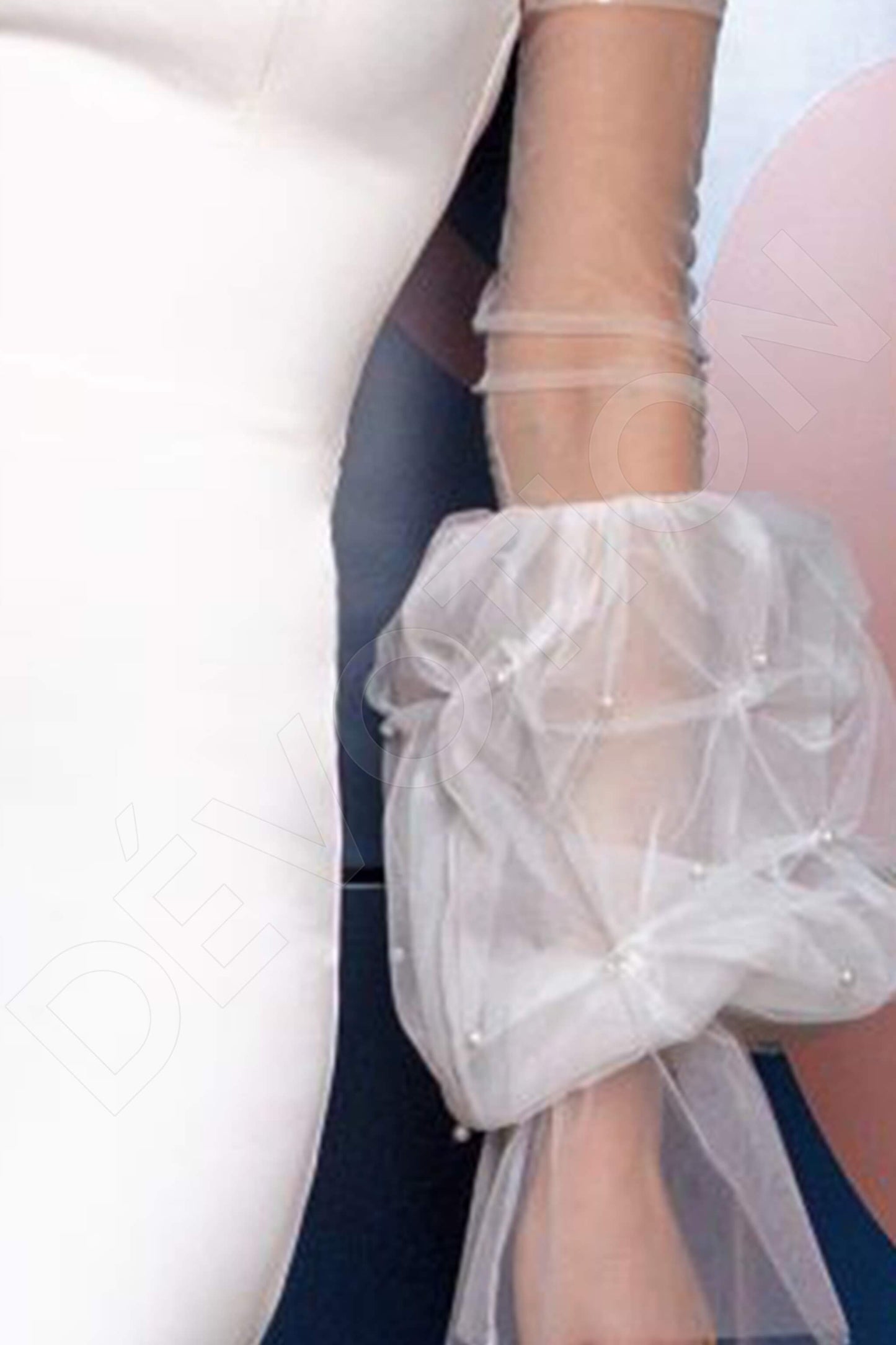 Betsi Open back Sheath/Column Detachable sleeves Wedding Dress 6