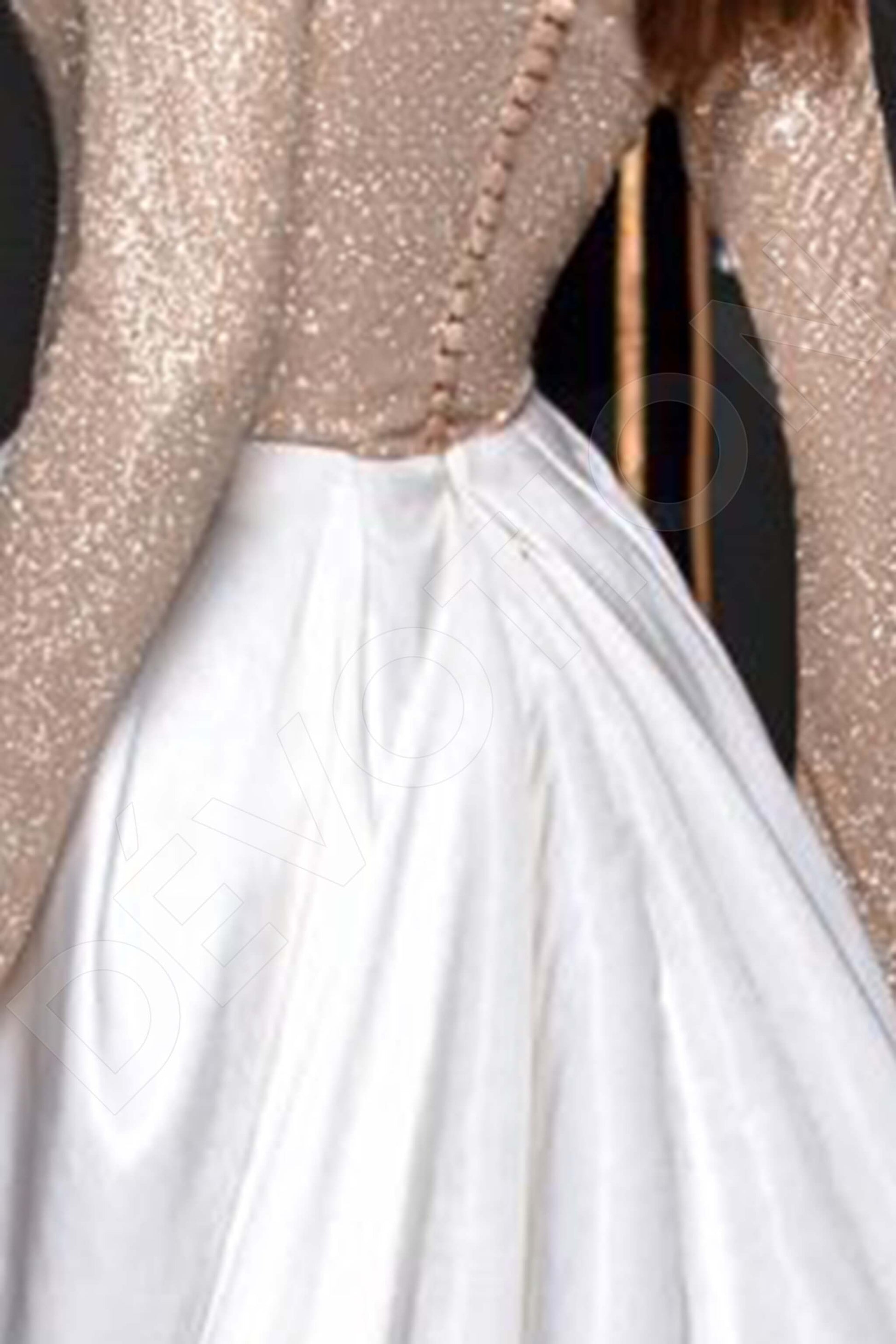 Darinea A-line High neck Gold Ivory Wedding dress