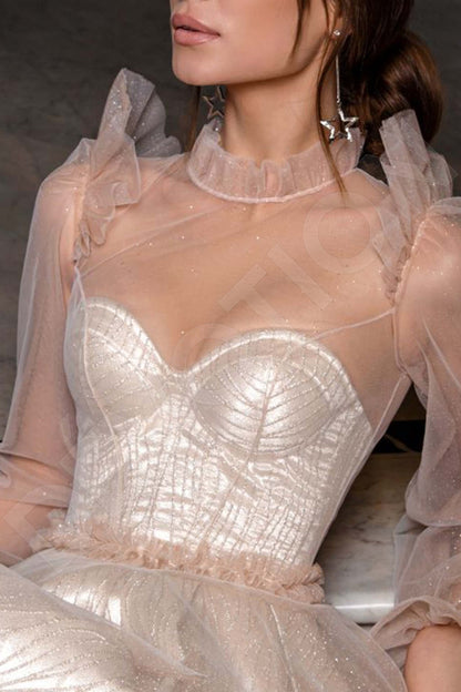Sina Full back A-line Long sleeve Wedding Dress 3
