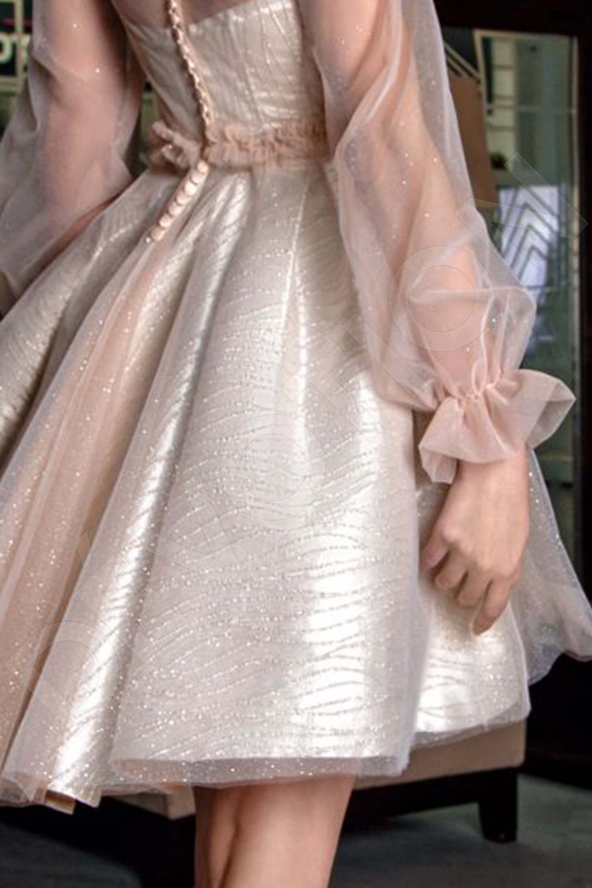 Sina A-line High neck Silver Powder Wedding dress