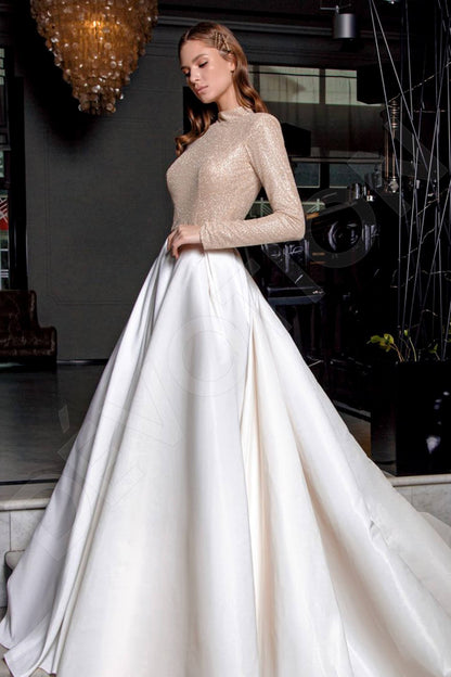 Darinea Full back A-line Long sleeve Wedding Dress Front