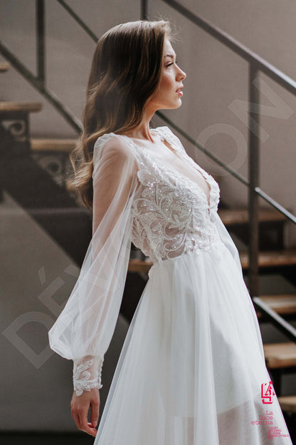 Fara Full back A-line Long sleeve Wedding Dress 4