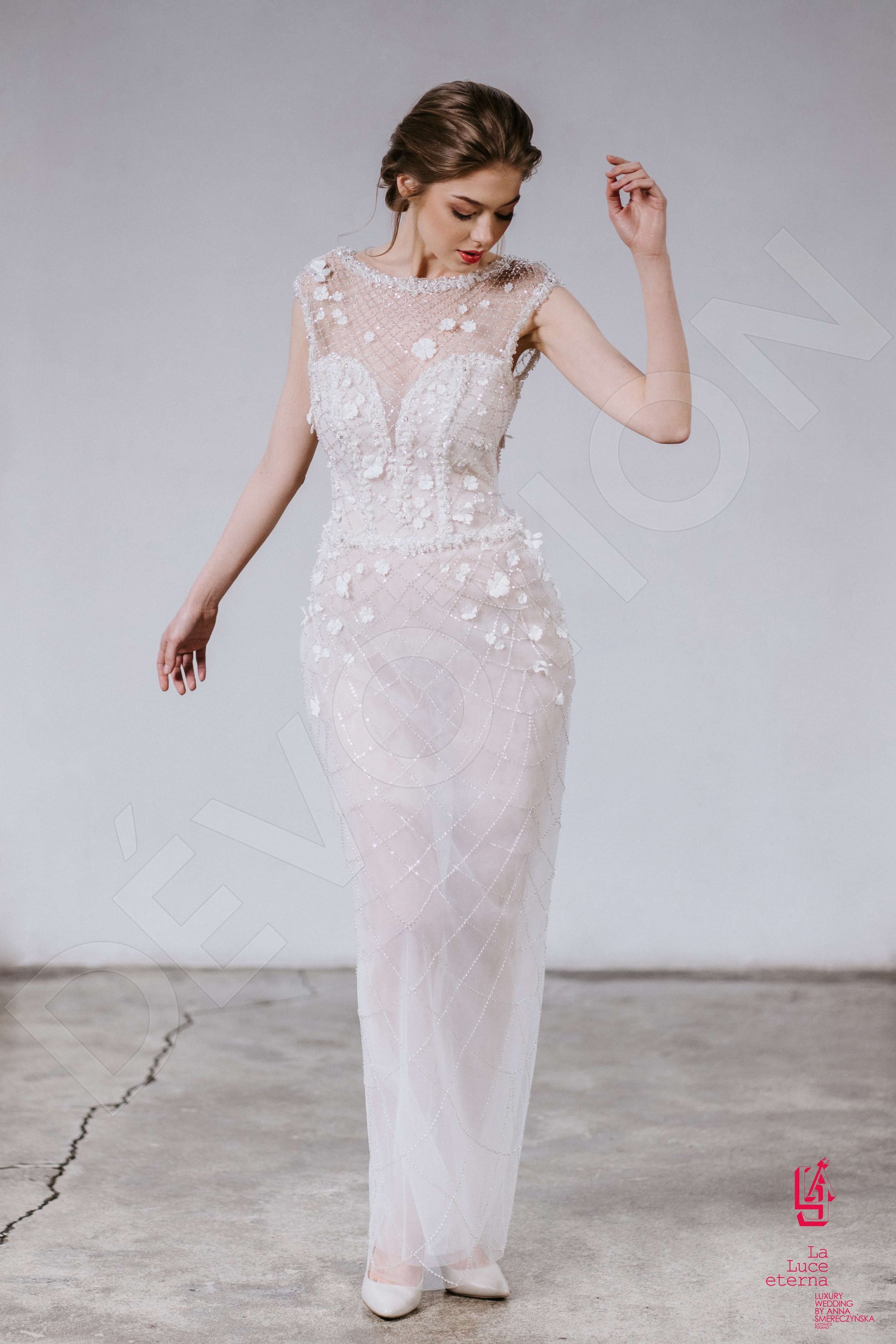 Koen A-line Jewel Ivory Silver Wedding dress