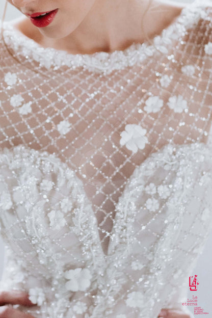 Koen Full back A-line Short/ Cap sleeve Wedding Dress 6