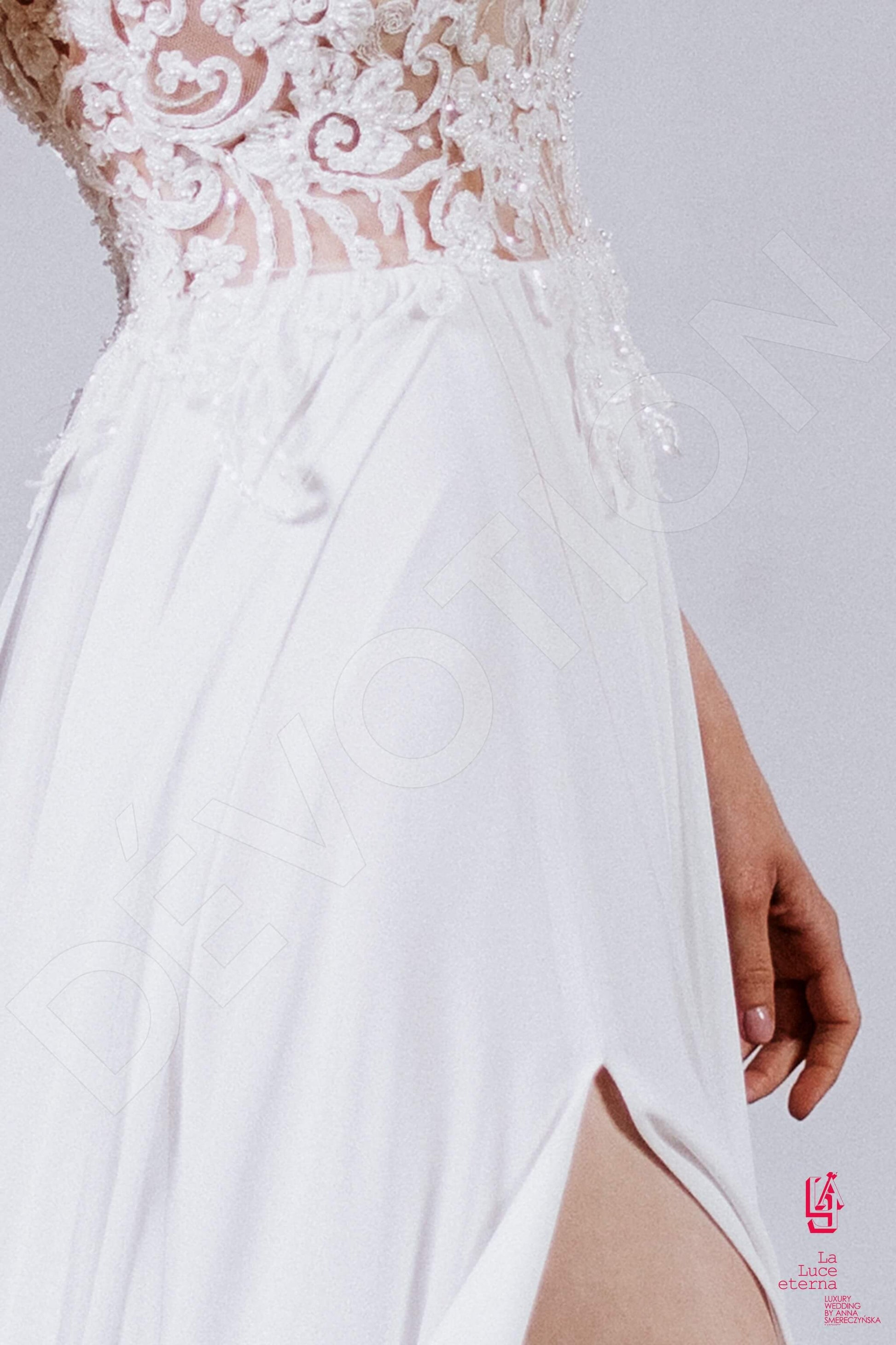 Roise A-line V-neck Ivory Nude Wedding dress
