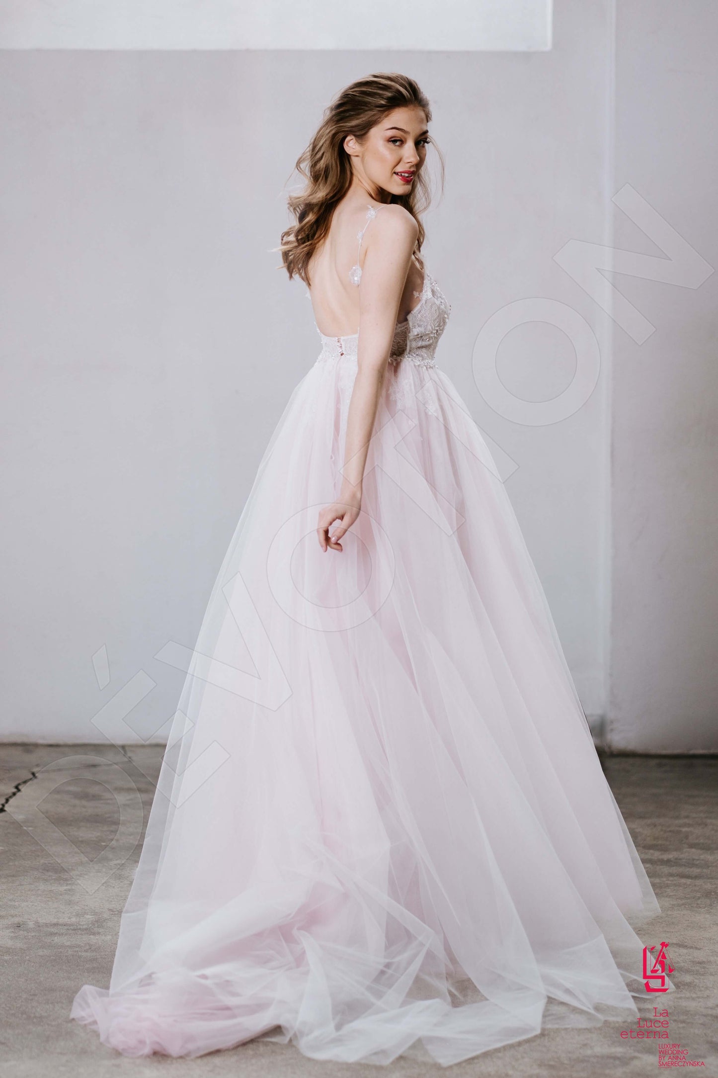 Tesela Open back A-line Straps Wedding Dress Back