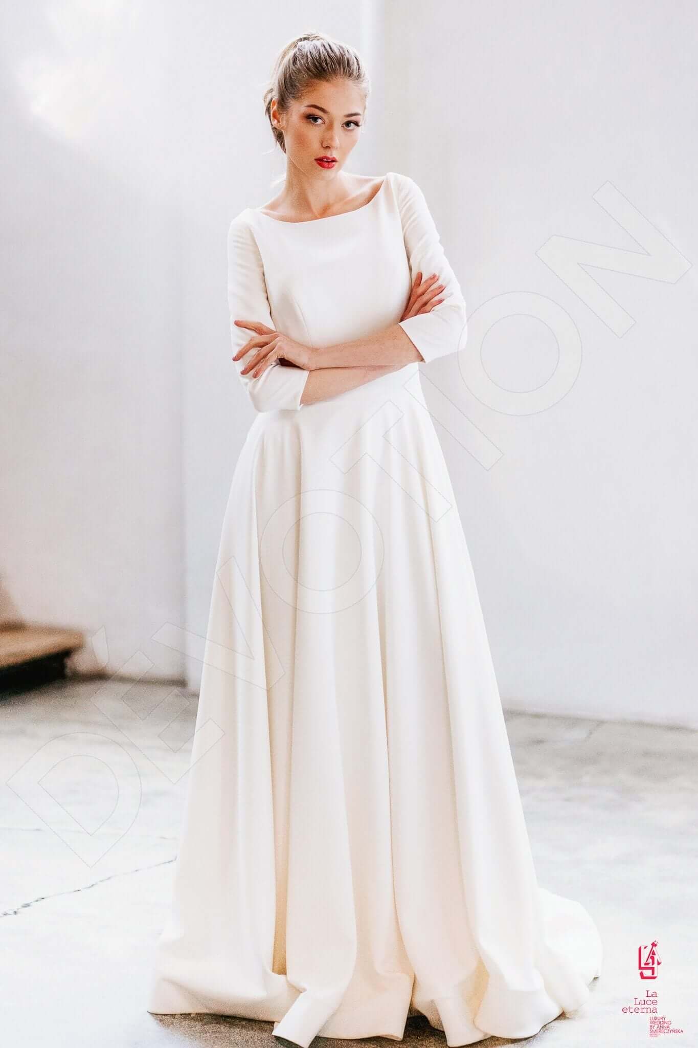 Addia Full back A-line 3/4 sleeve Wedding Dress Front