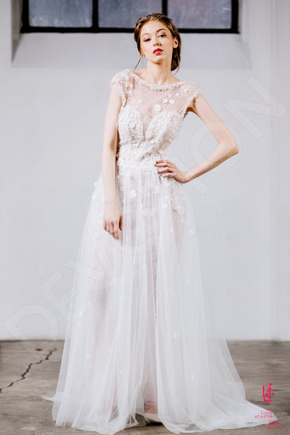 Koen Full back A-line Short/ Cap sleeve Wedding Dress Front