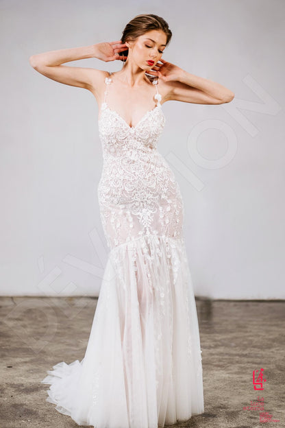 Zenova Open back Trumpet/Mermaid Straps Wedding Dress Front