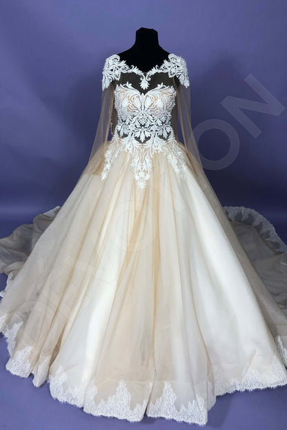 Stella Illusion back Princess/Ball Gown Long sleeve Wedding Dress 6