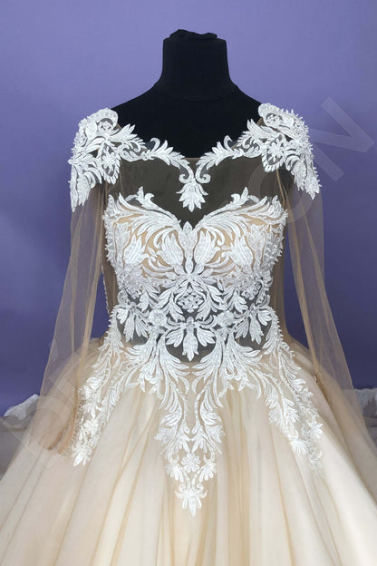 Stella Illusion back Princess/Ball Gown Long sleeve Wedding Dress 7