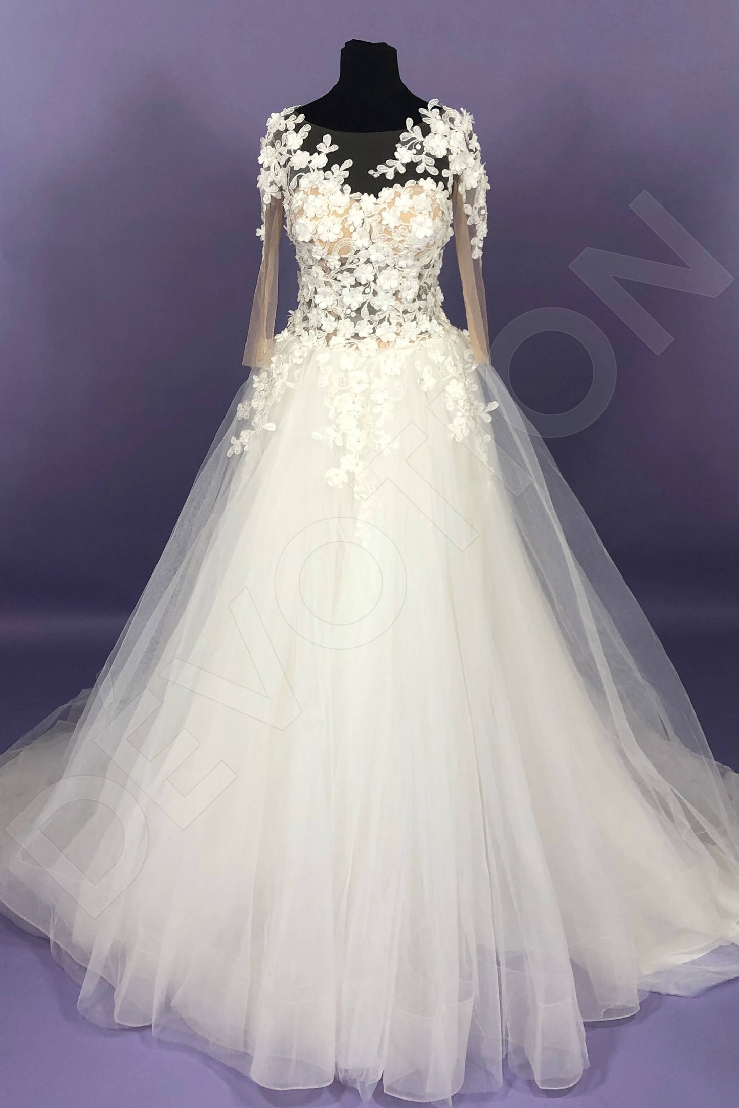 Farona Illusion back A-line Sleeveless Wedding Dress 8