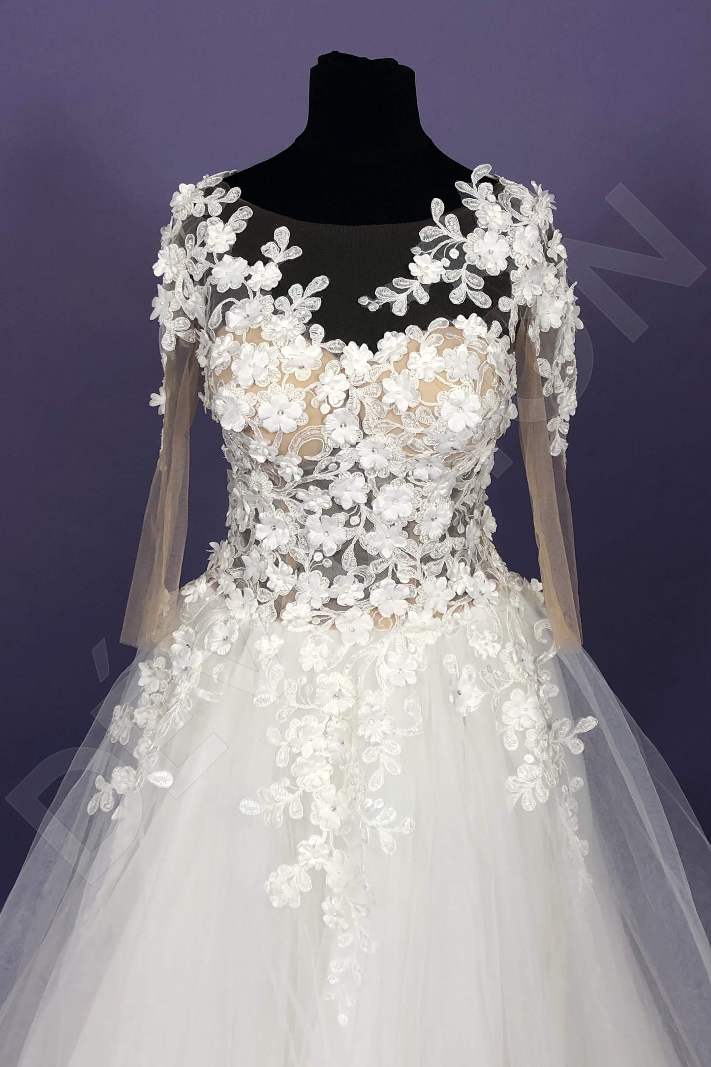 Farona Illusion back A-line Sleeveless Wedding Dress 9