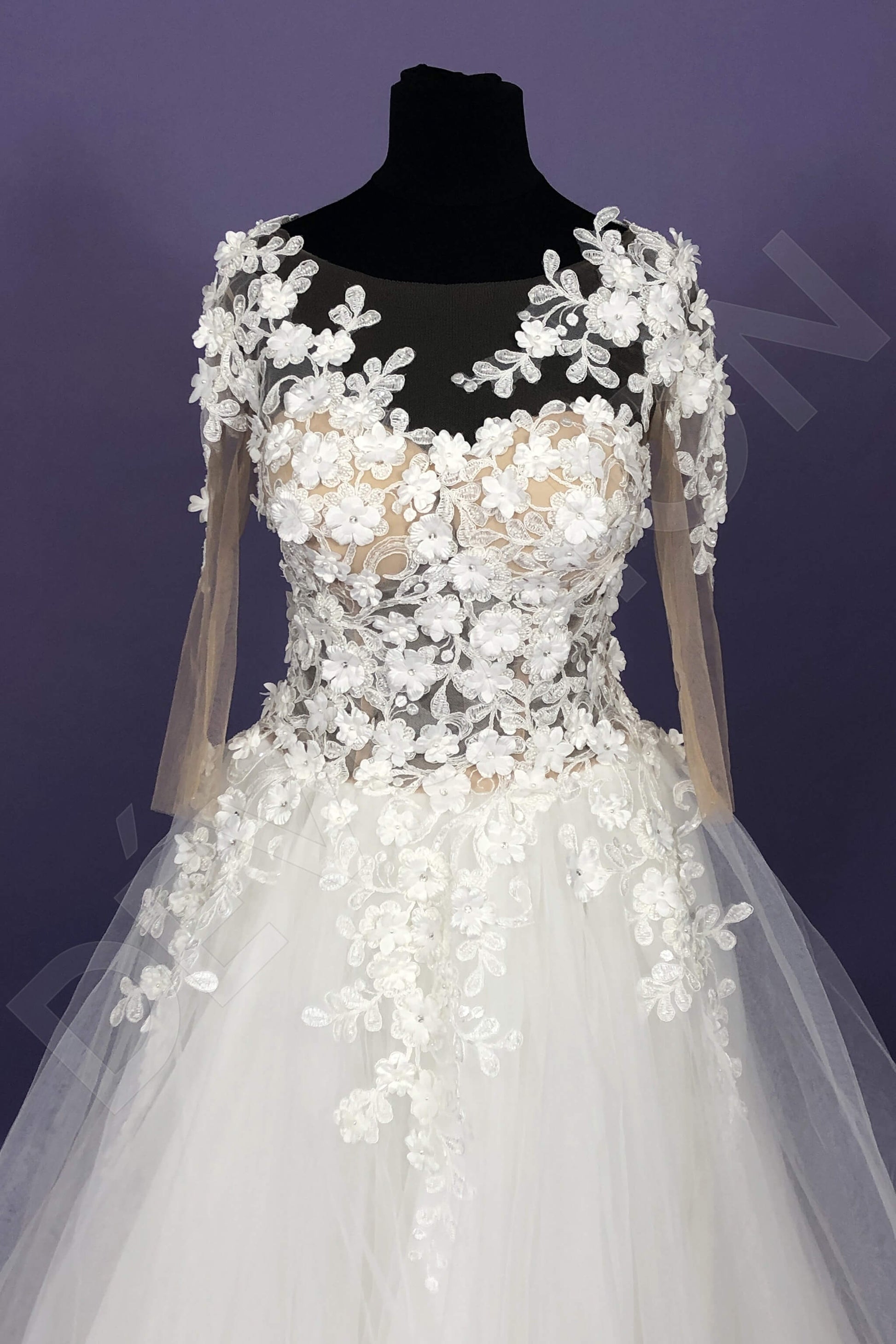 Farona A-line Illusion Powder Milk Wedding dress