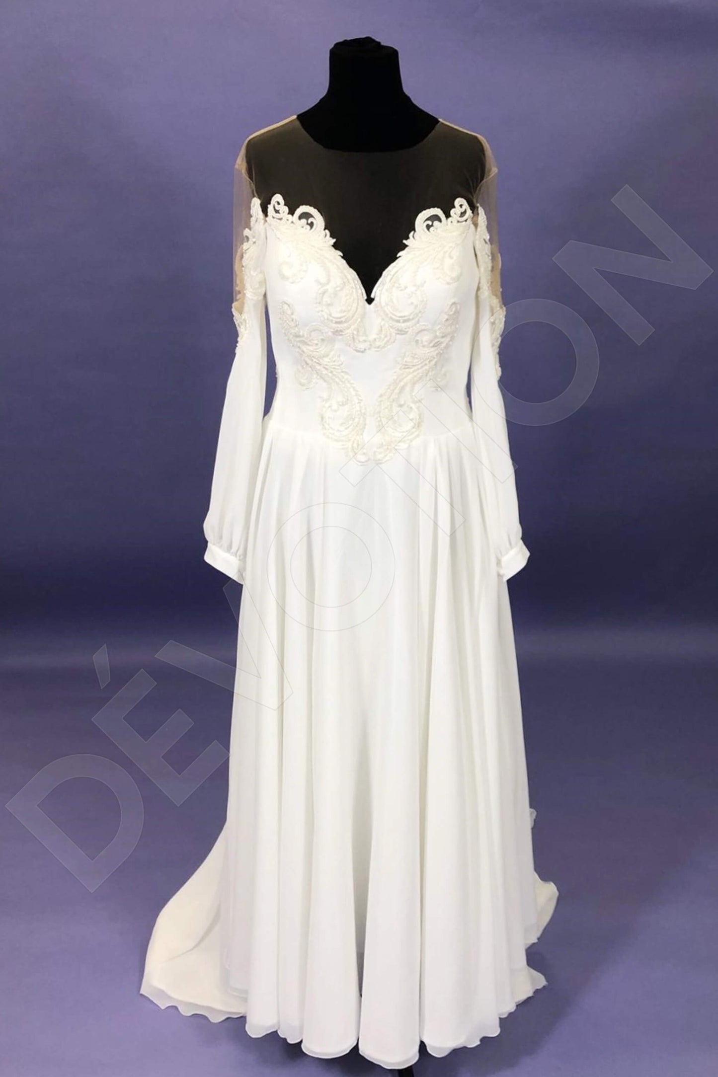 Mia Illusion back A-line Long sleeve Wedding Dress 8