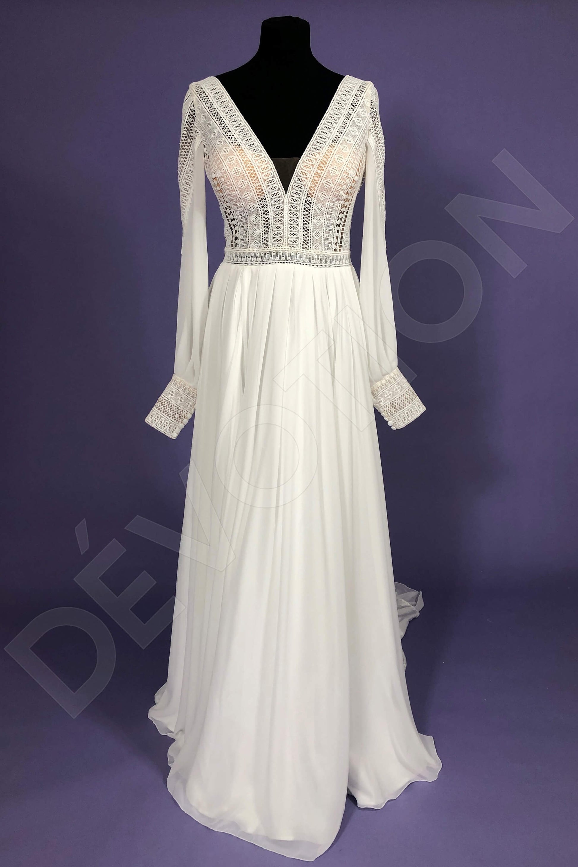 Shelly A-line V-neck Milk Wedding dress