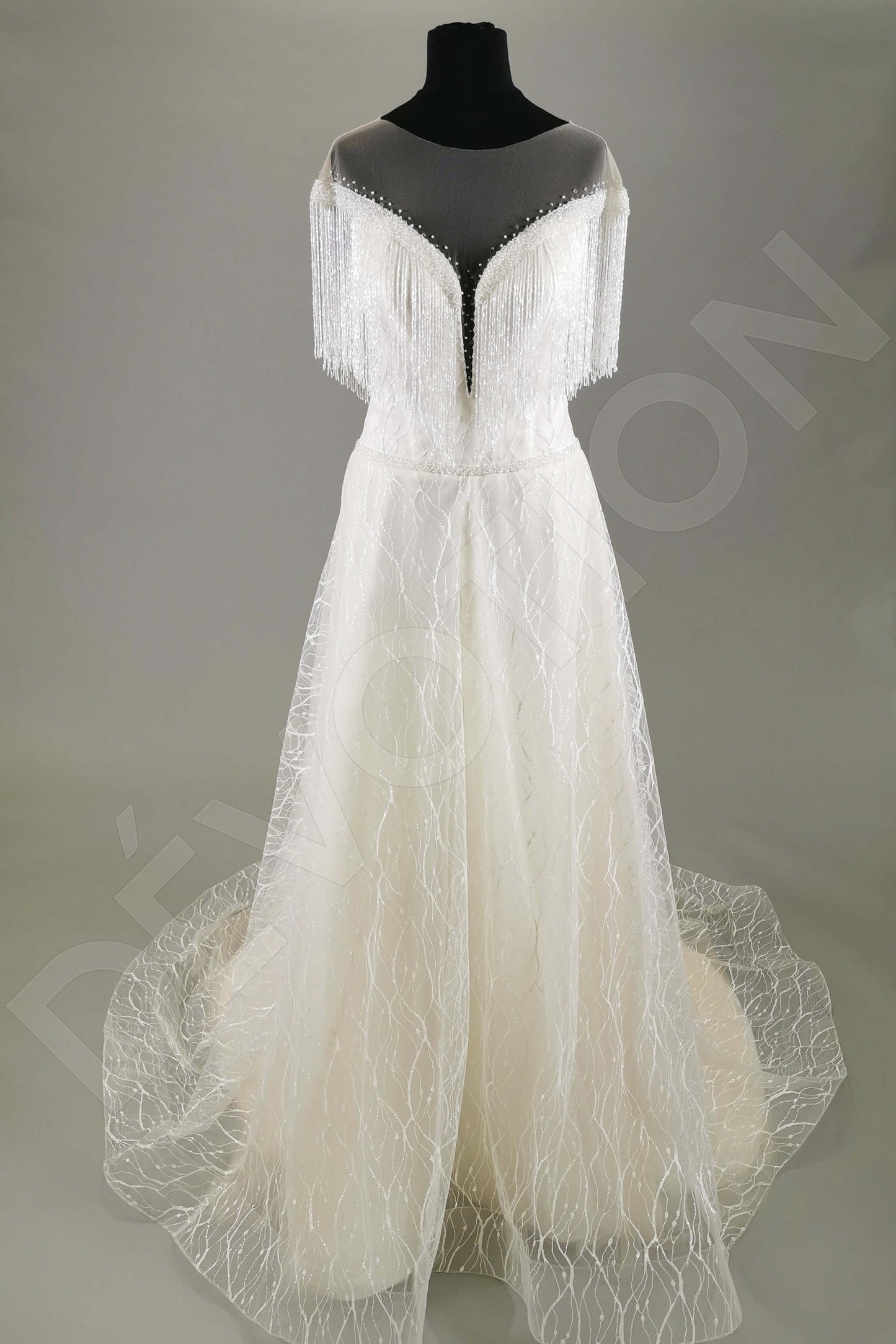 Edda Open back A-line Short/ Cap sleeve Wedding Dress 7