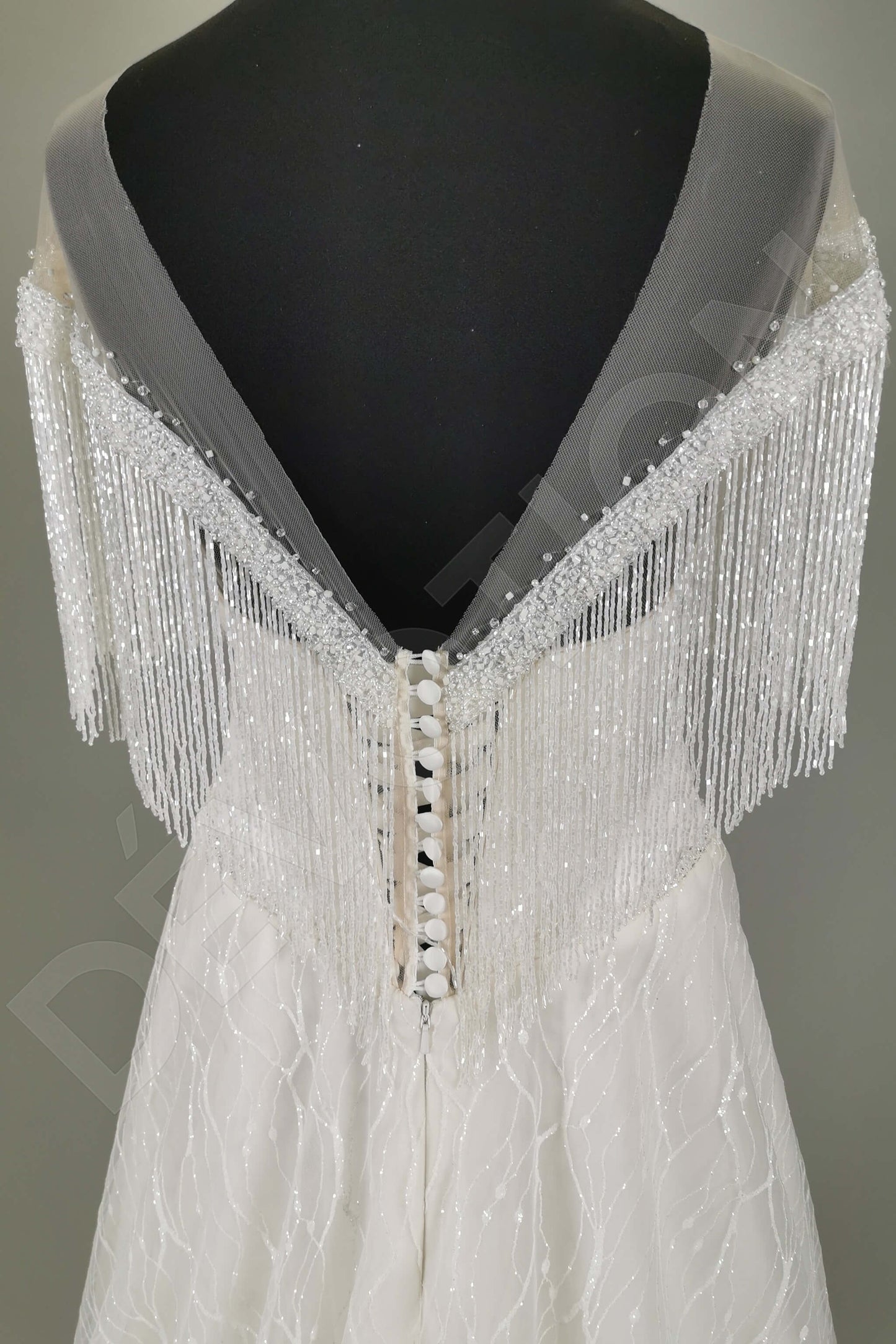 Edda Open back A-line Short/ Cap sleeve Wedding Dress 9
