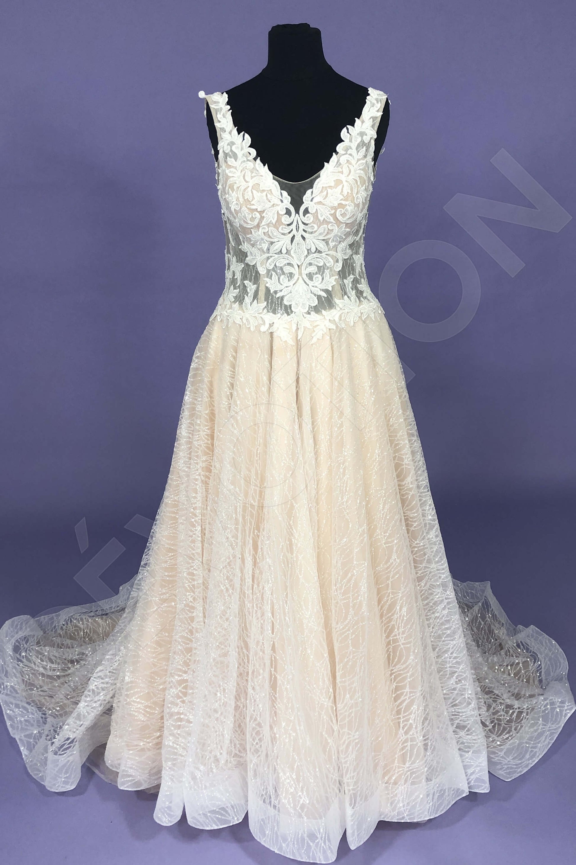 Juditta A-line V-neck Cream Powder Wedding dress