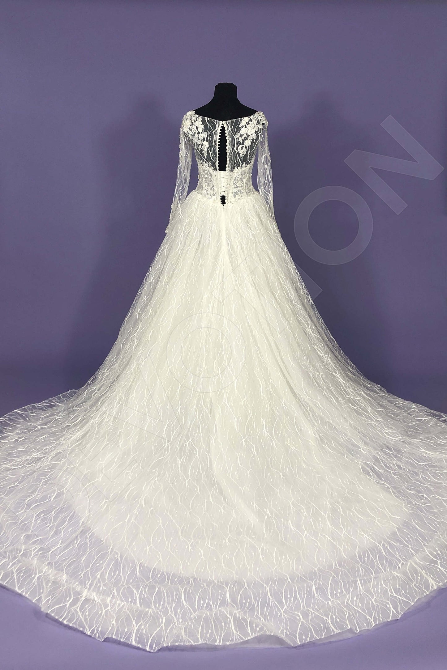 Nadina Lace up back Princess/Ball Gown Long sleeve Wedding Dress 9