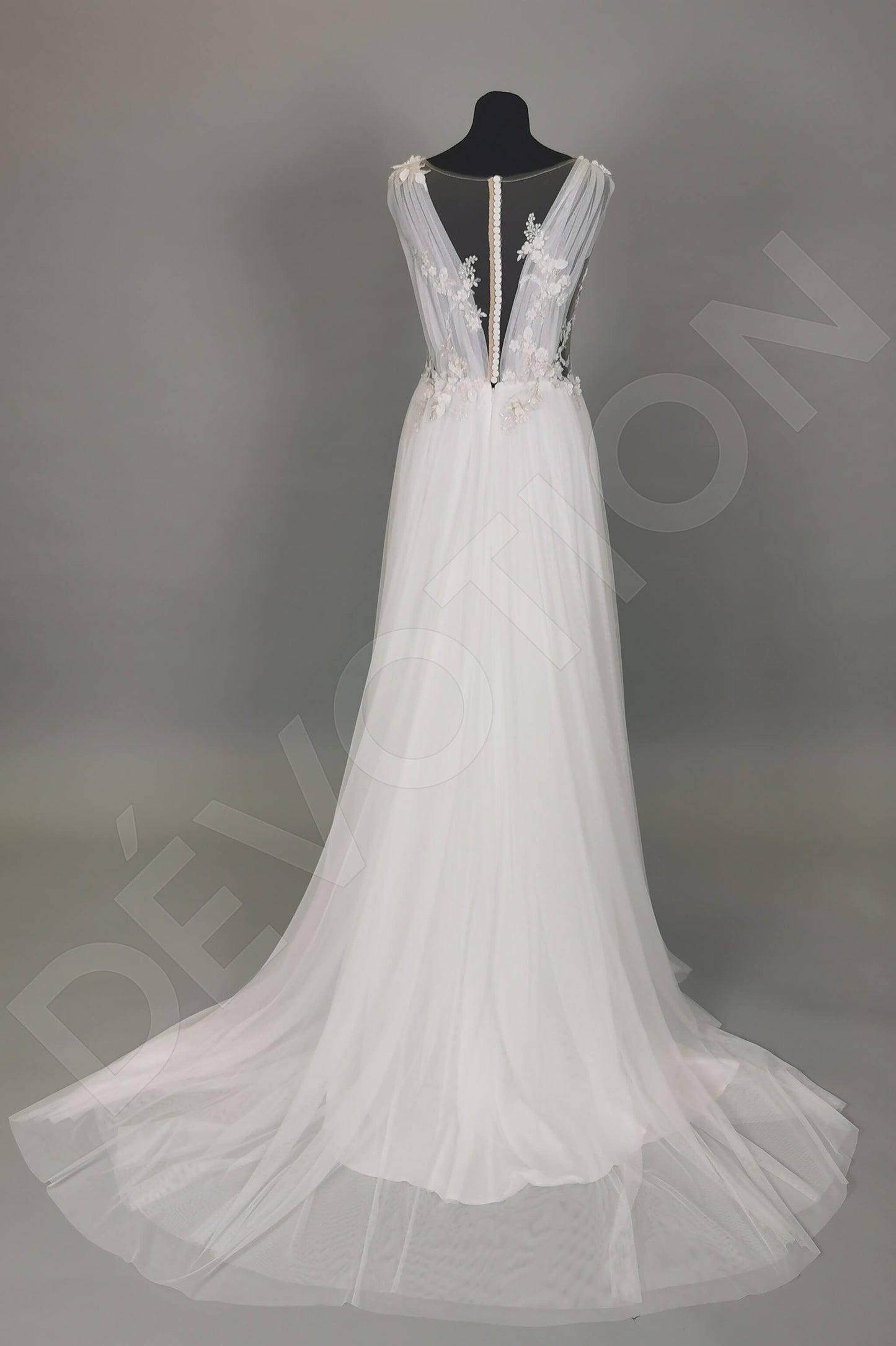 Pink Edelweiss Full back A-line Sleeveless Wedding Dress 9