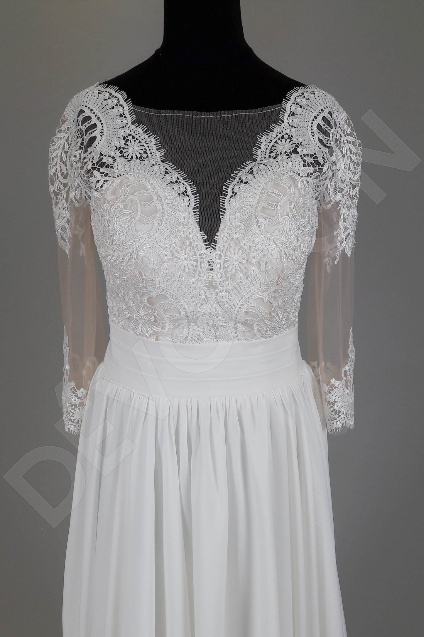 Pancy Full back A-line 3/4 sleeve Wedding Dress 9