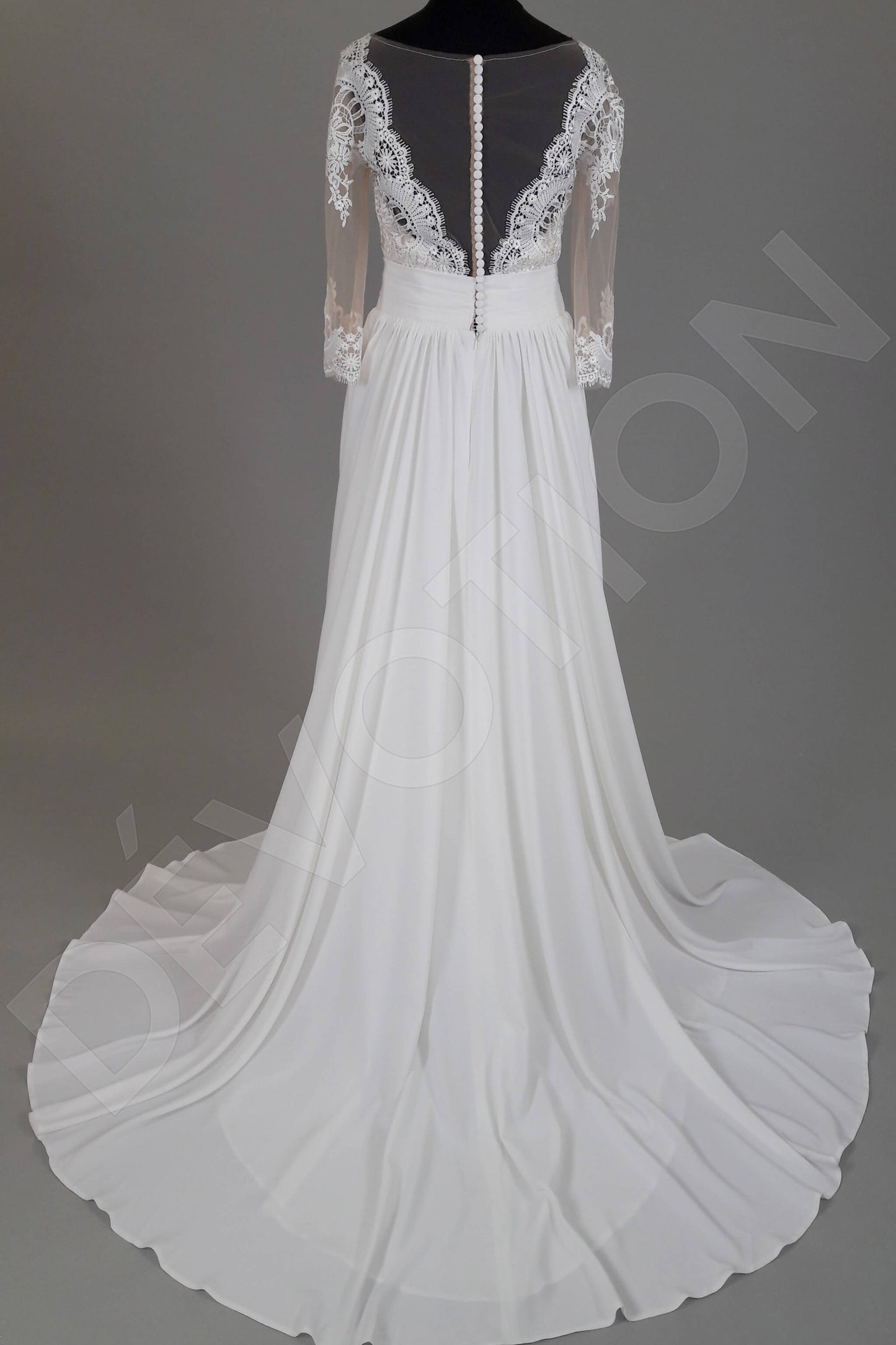 Pancy Full back A-line 3/4 sleeve Wedding Dress 8