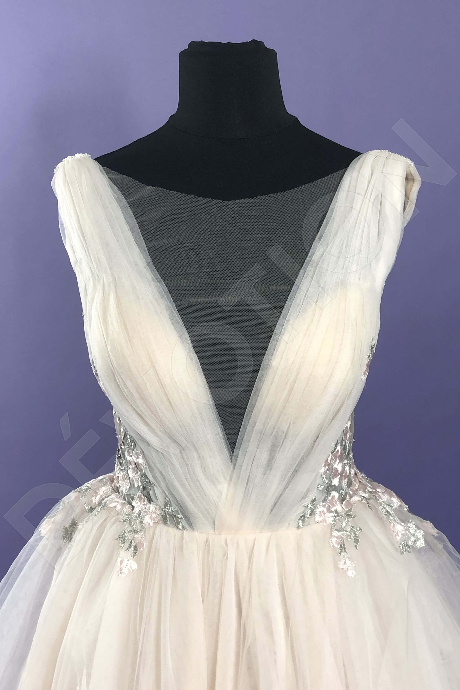 Marketta A-line Illusion Powder Nude Wedding dress