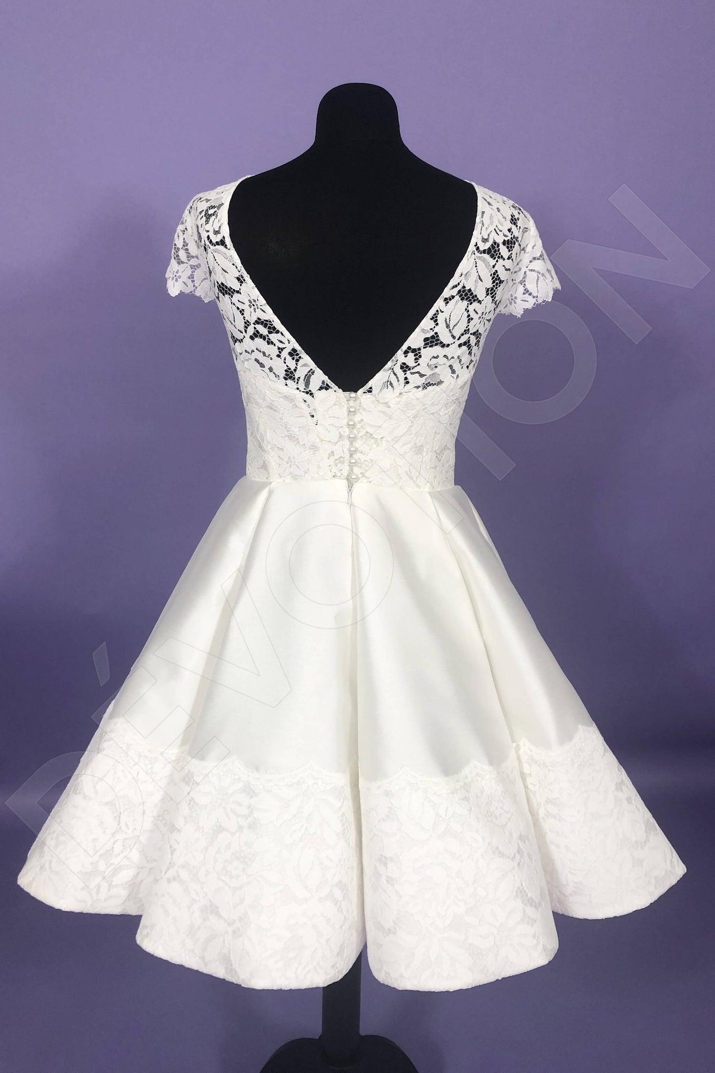 Ilma Open back A-line Short/ Cap sleeve Wedding Dress 9