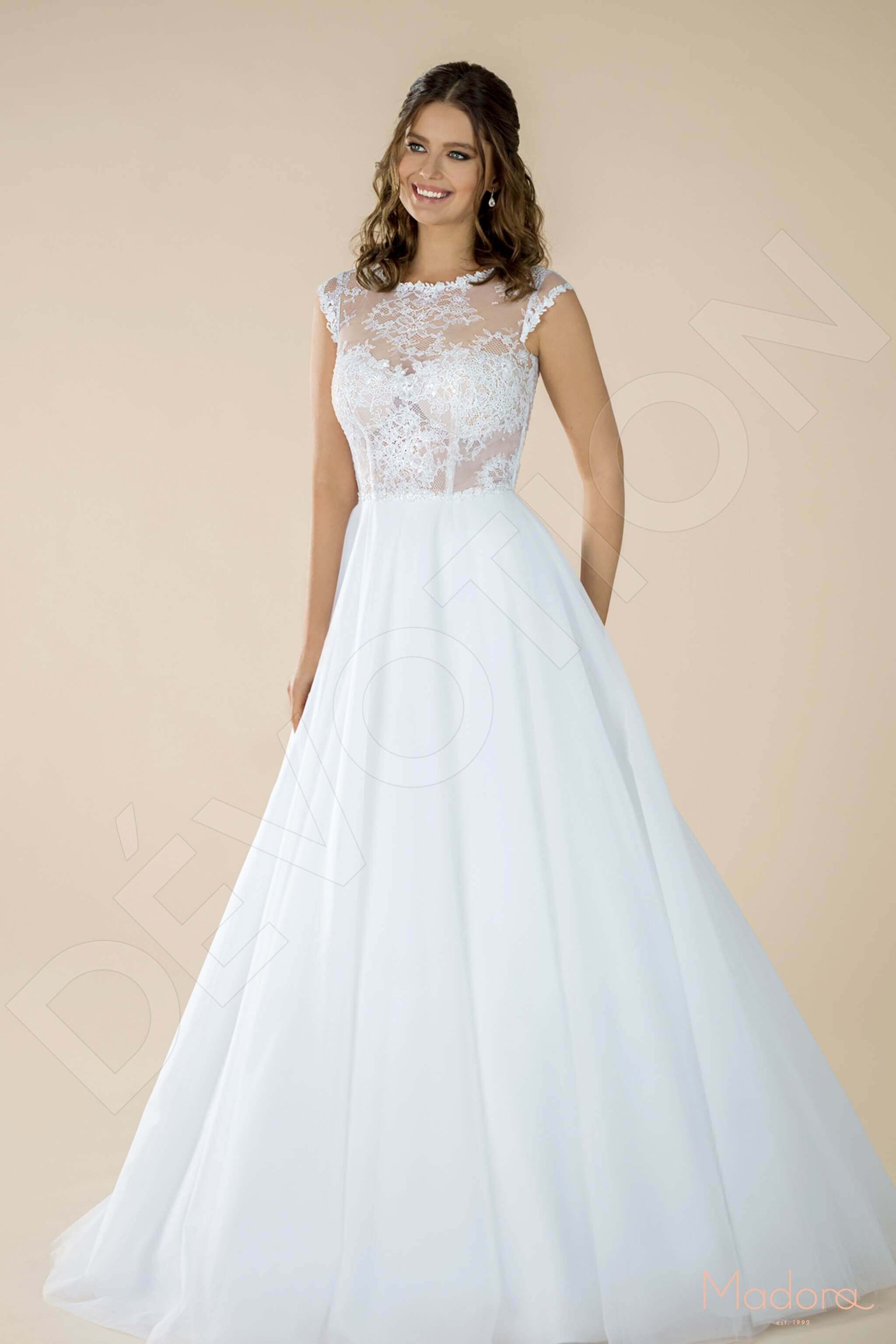Ageratta A-line Jewel White Wedding dress