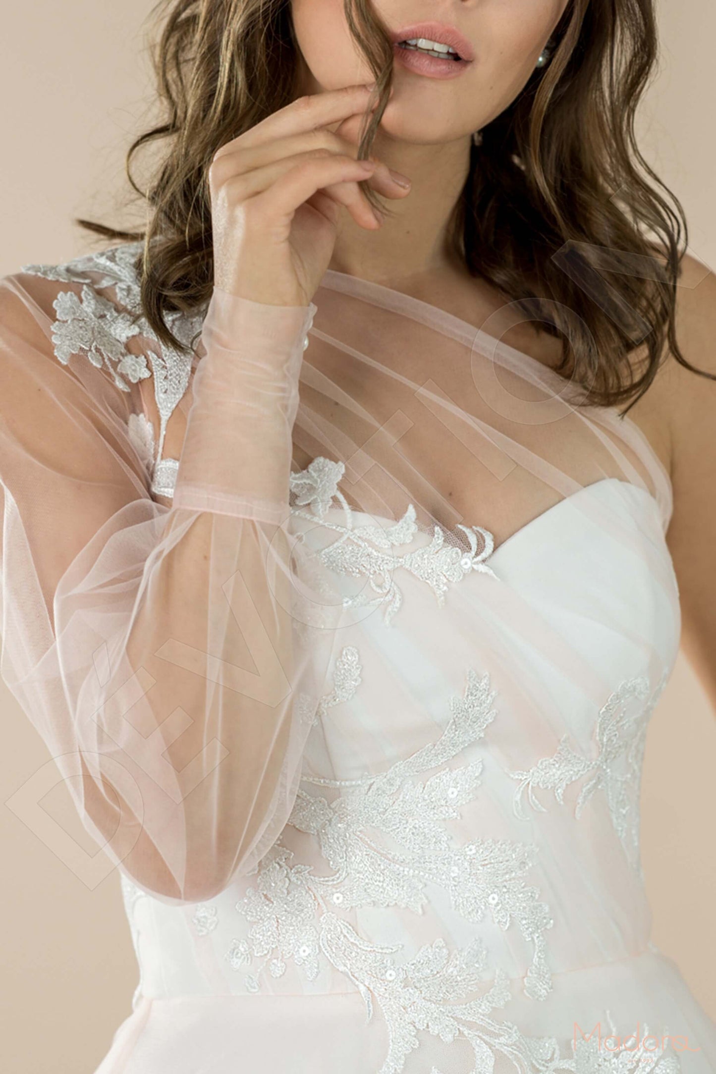 Alstronia Full back A-line One sleeve Wedding Dress 6