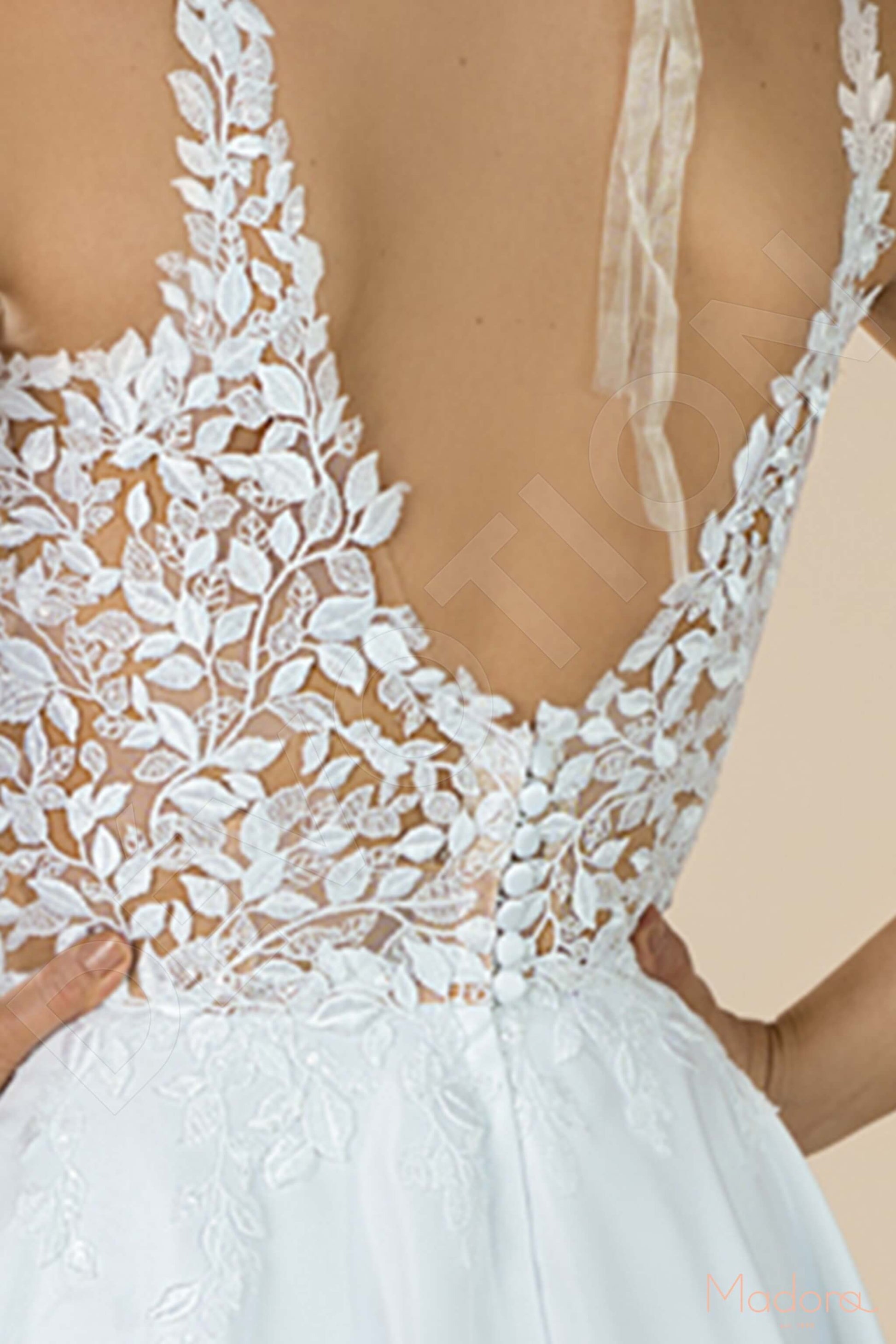 Amary A-line V-neck White Wedding dress