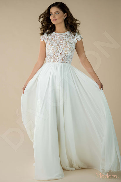 Anella Open back A-line Short/ Cap sleeve Wedding Dress 3