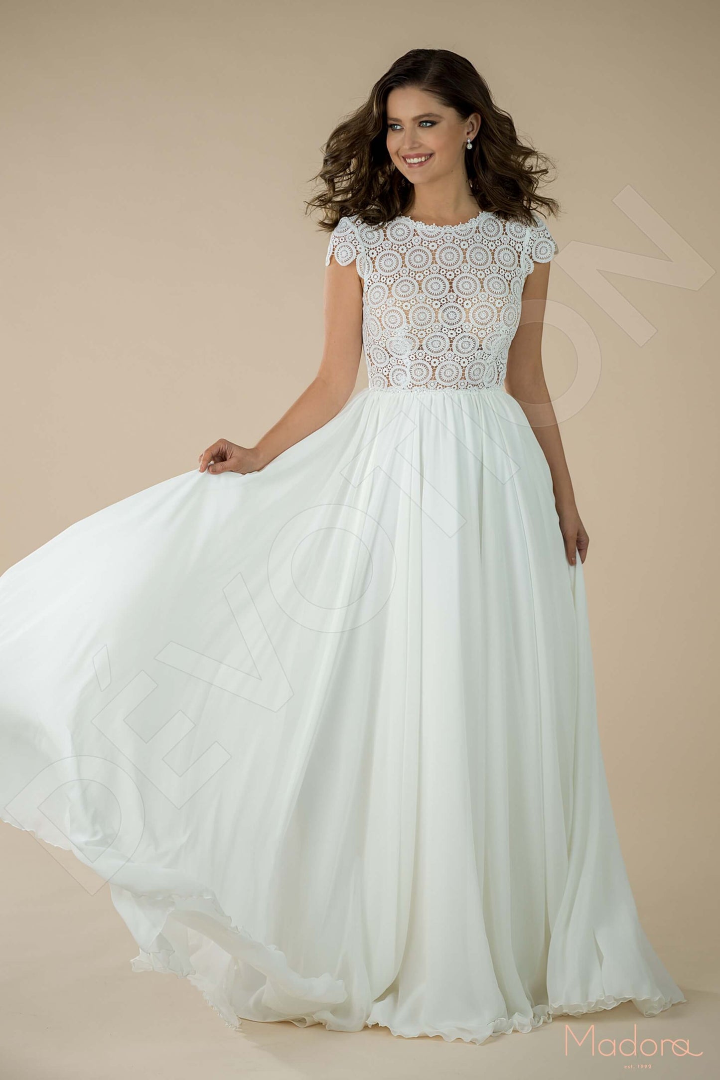 Anella Open back A-line Short/ Cap sleeve Wedding Dress 5
