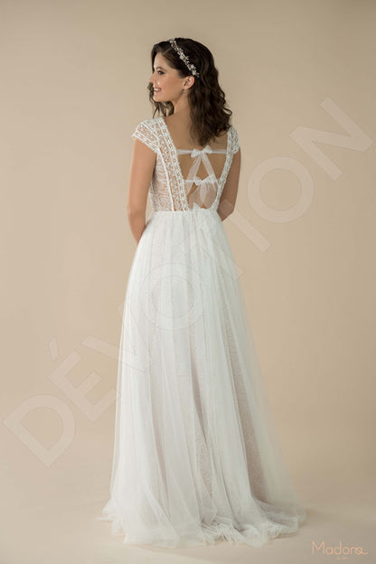 Karria Open back A-line Short/ Cap sleeve Wedding Dress Back