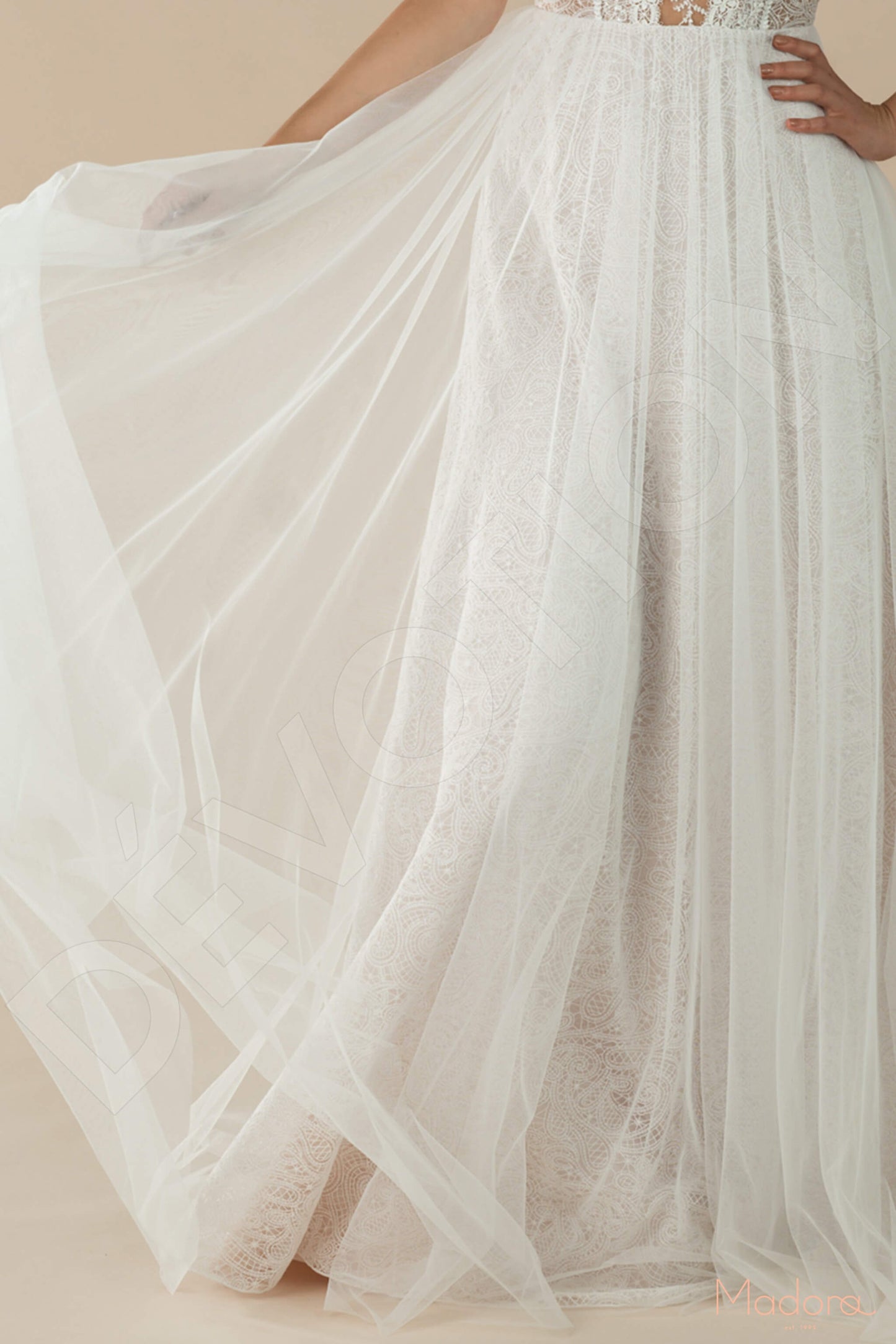 Karria Open back A-line Short/ Cap sleeve Wedding Dress 7