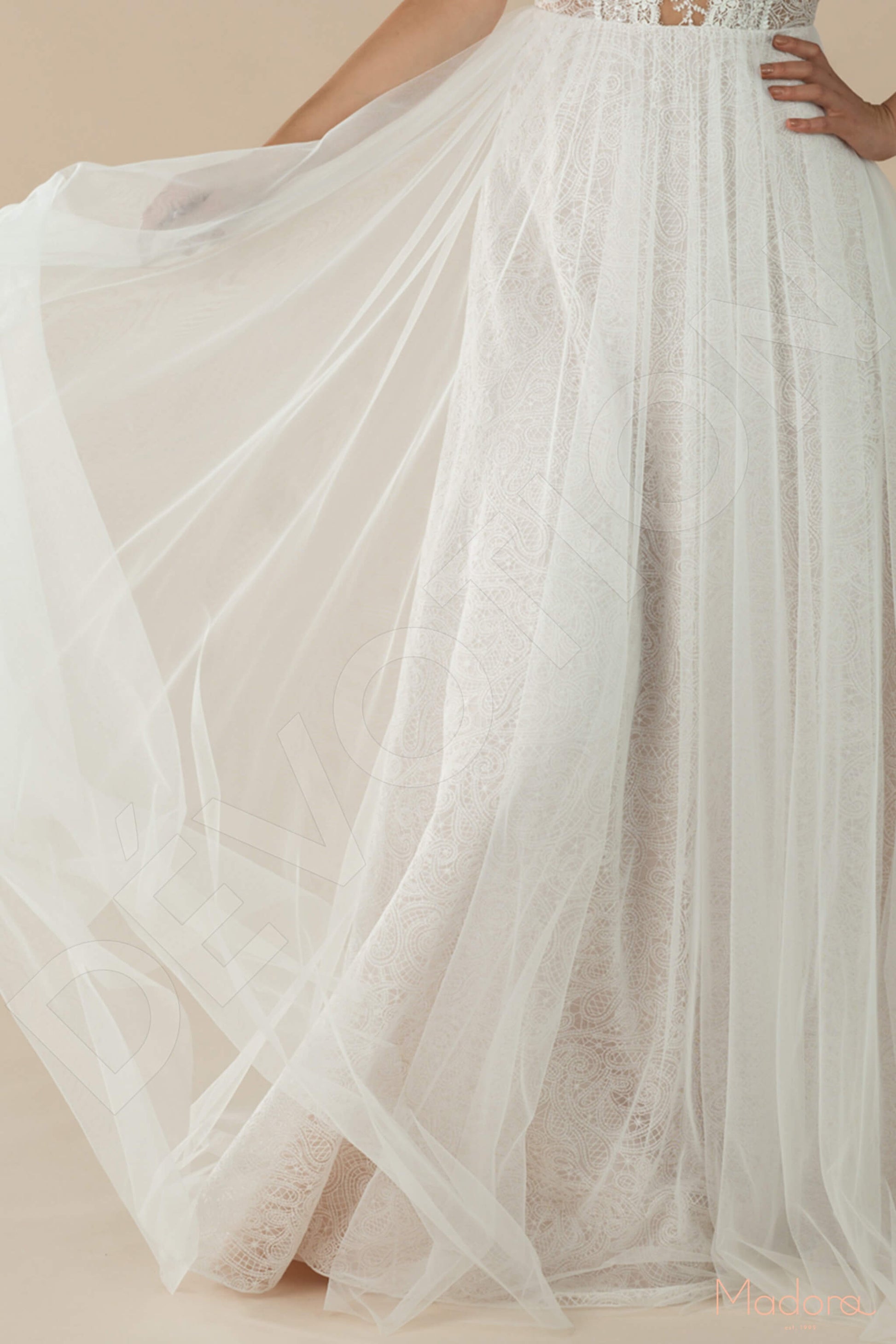 Karria A-line Scoop Ivory Beige Wedding dress