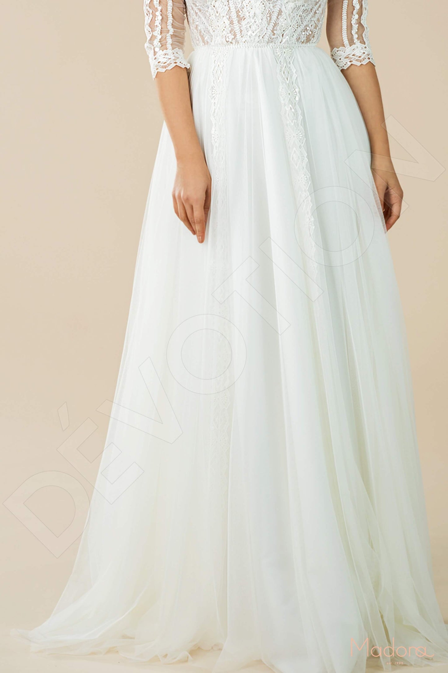 Soninia Open back A-line Half sleeve Wedding Dress 5