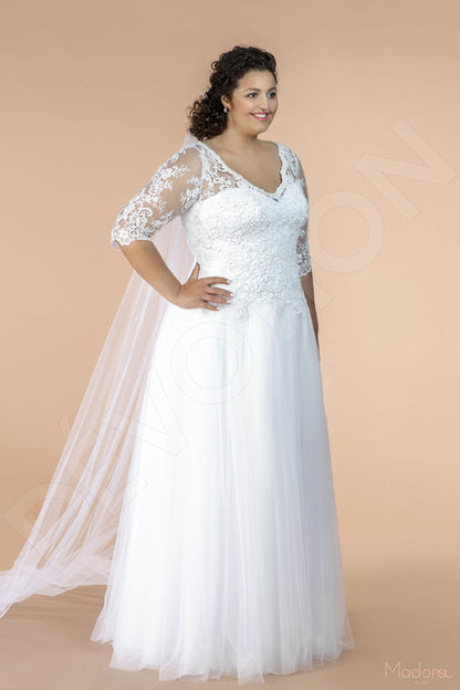 Azela Full back A-line Half sleeve Wedding Dress 4