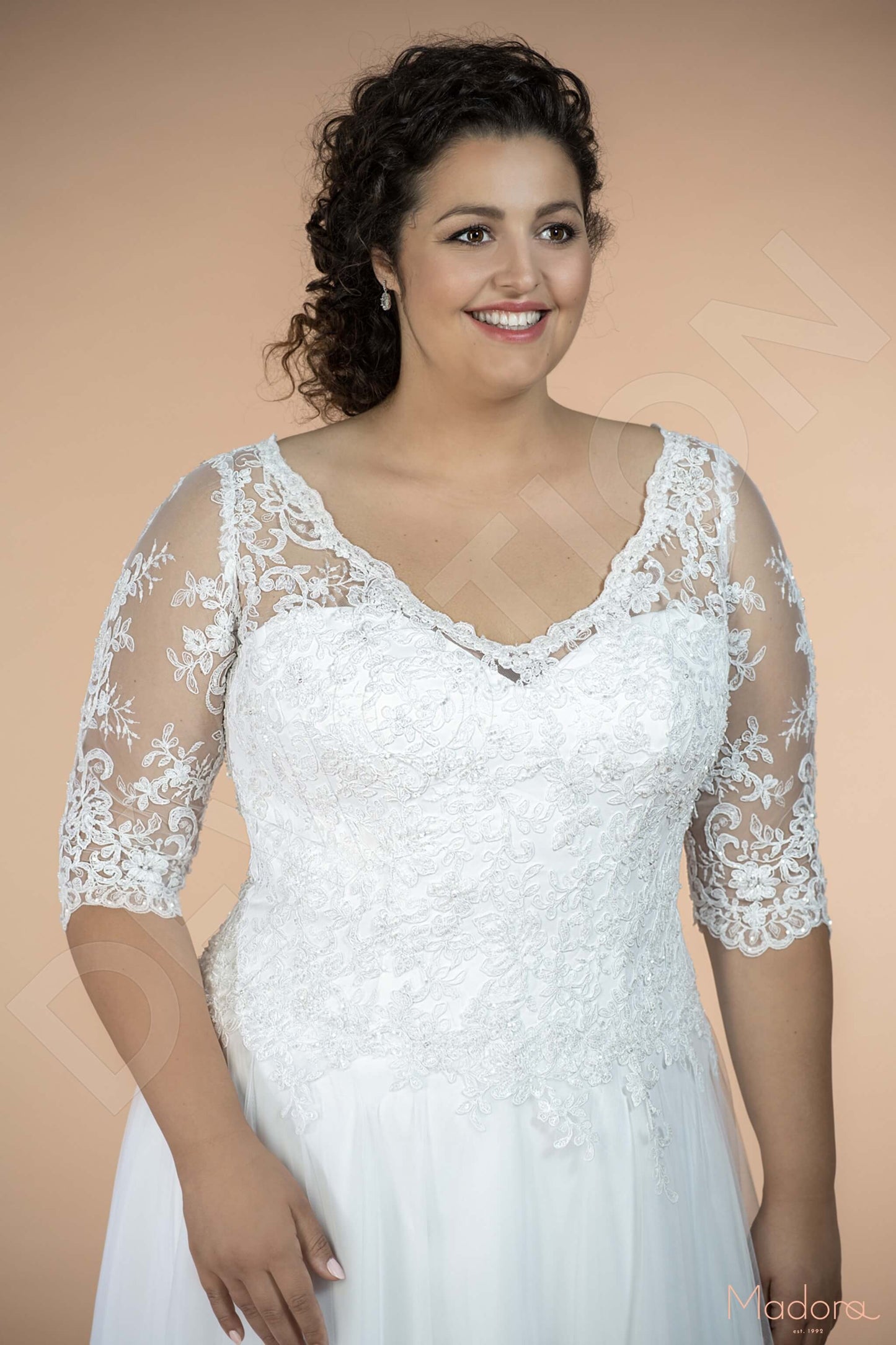Azela Full back A-line Half sleeve Wedding Dress 2