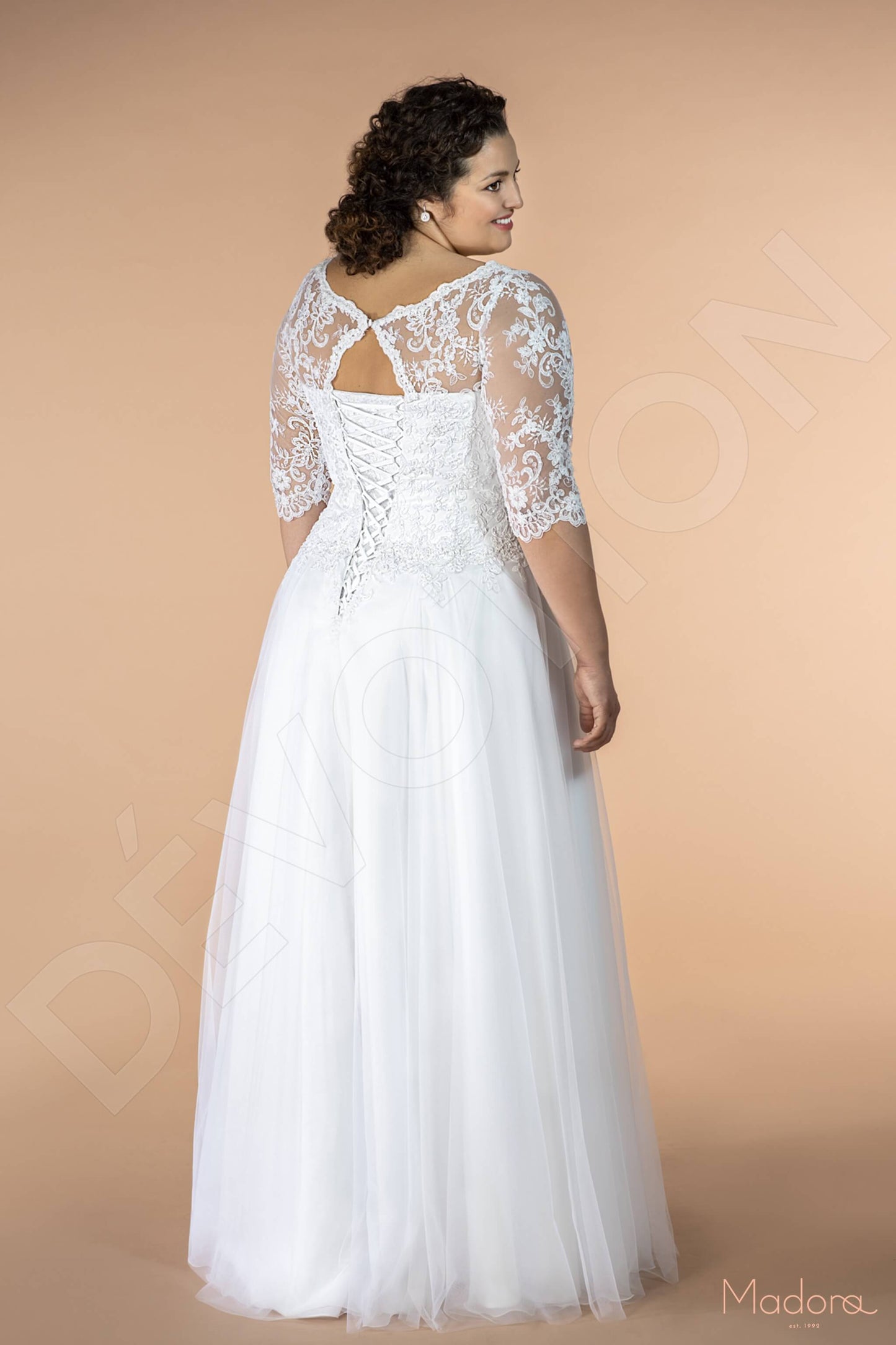 Azela Full back A-line Half sleeve Wedding Dress Back