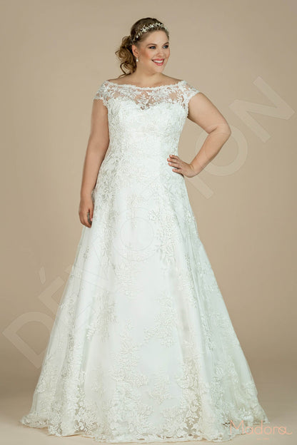 Lorenna Full back A-line Short/ Cap sleeve Wedding Dress Front