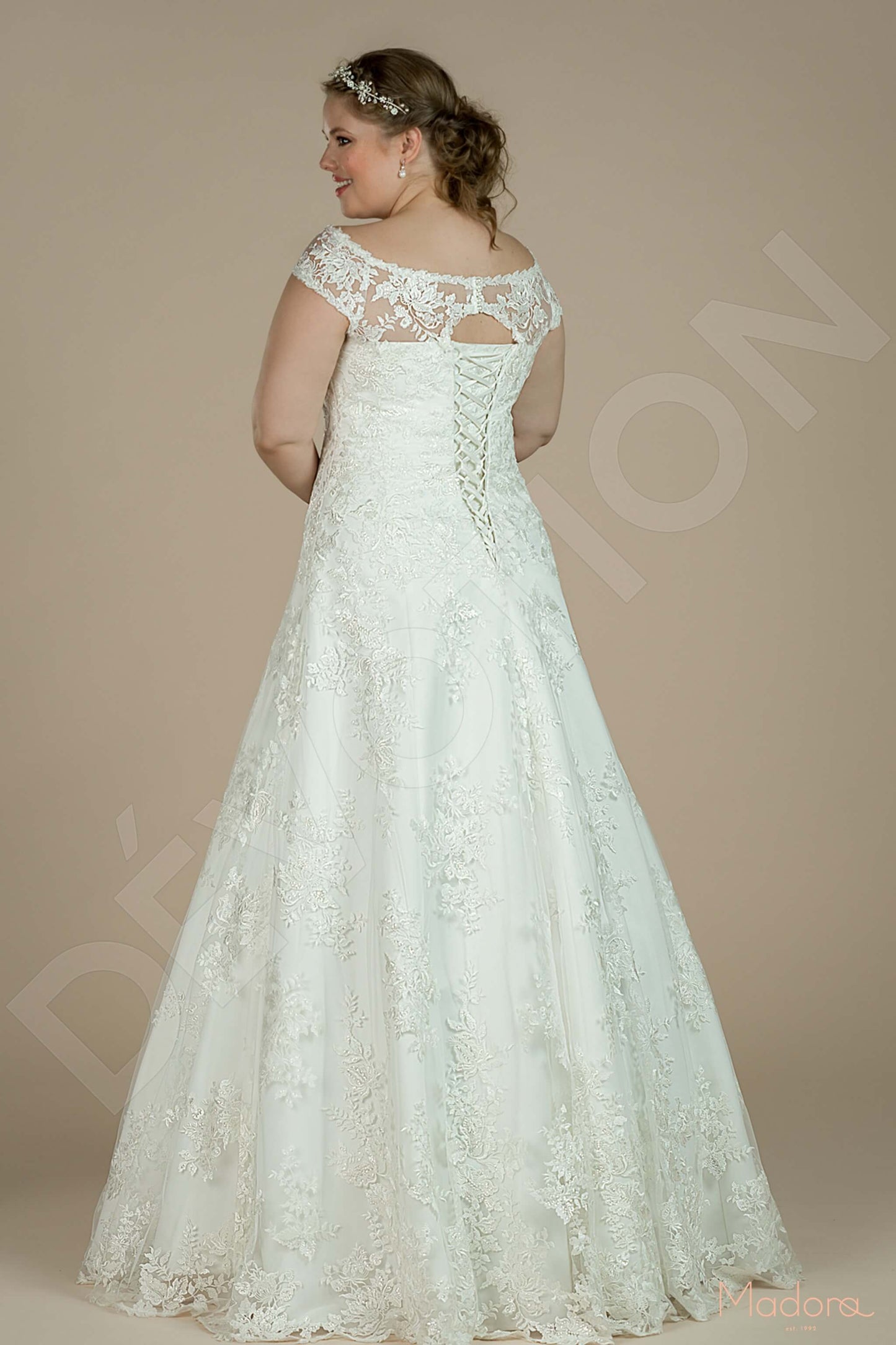 Lorenna Full back A-line Short/ Cap sleeve Wedding Dress Back
