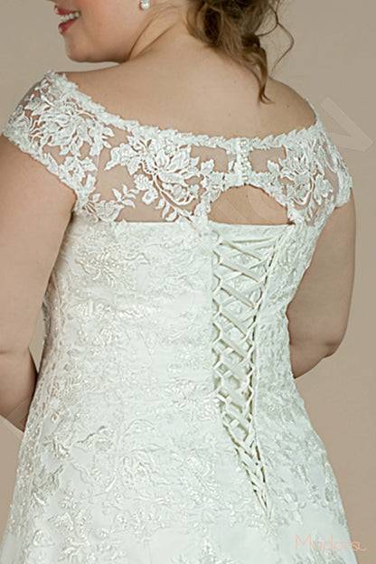 Lorenna Full back A-line Short/ Cap sleeve Wedding Dress 5