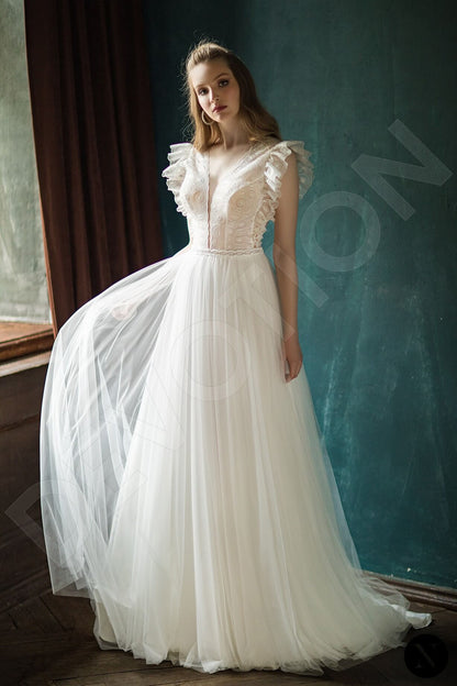 Stelia Open back A-line Sleeveless Wedding Dress Front