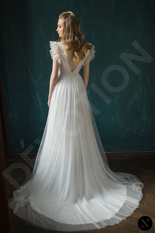 Stelia A-line V-neck Milk Wedding dress