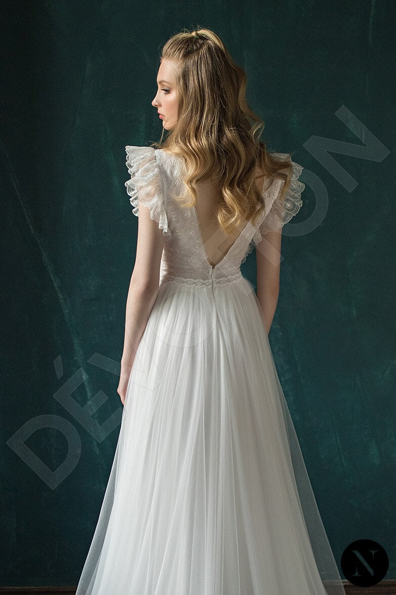 Stelia A-line V-neck Milk Wedding dress